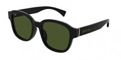 Pre-owned Gucci Women's  Square Sunglasses In Black/green (gg1140sk/002)
