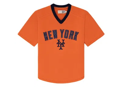 Pre-owned Aimé Leon Dore Men's Aime Leon Dore X New York Mets Shortsleeve Knit Sweater In Orange