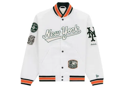 Pre-owned Aimé Leon Dore Men's Aime Leon Dore Mets Satin Stadium Jacket In Cream