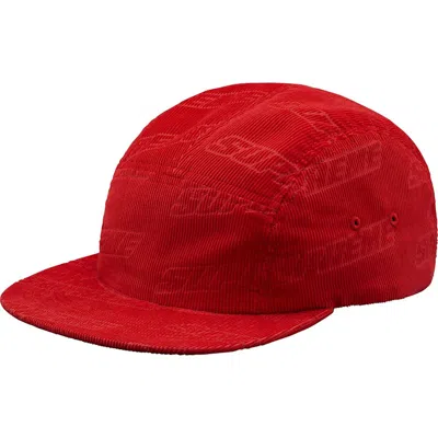 Pre-owned Supreme Debossed Corduroy Camp Cap In Red