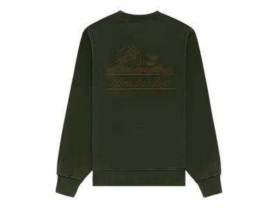 Pre-owned Aimé Leon Dore Men's Aime Leon Dore Tonal Unisphere Crewneck Sweatshirt In Green