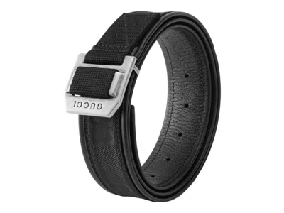 Pre-owned Gucci Gg Patterned Print Belt In Black