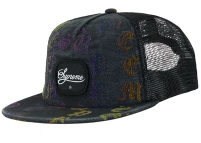 Pre-owned Supreme Gradient Jacquard Denim Mesh Back 5panel In Black