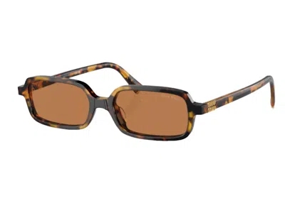 Pre-owned Miu Miu Women's  Rectangle Sunglasses In Havana/brown (0mu 11zsf Vau2z1)