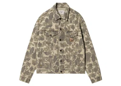 Pre-owned Carhartt Men's  Wip Duck Camo Helston Jacket In Bleached Black