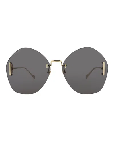 Pre-owned Gucci Women's  Roundframe Metal Sunglasses/30013411002) In Gold/grey (gg1203s In Multi