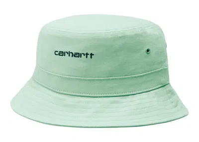 Pre-owned Carhartt Men's  Wip Script Bucket Hat In Pale Spearmint In Green