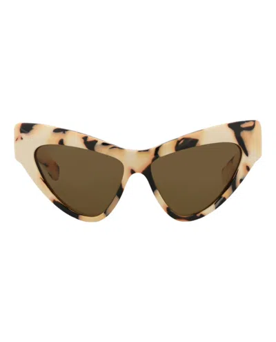 Pre-owned Gucci Women's  Cat Eyeframe Recycled Acetate Sunglasses/30013847003) In Ivory/brown (gg1294s