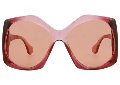 Pre-owned Gucci Women's  Sqaureframe Injection Sunglasses00360488) In Burgundy/orange (gg0875s/30010259 In Multi