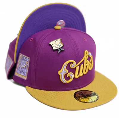 Pre-owned New Era Chicago Cubs Script Capsule Pbj 2.0 Alternate 1933 All Star Game 59fifty Fitted Hat In Purple/brown