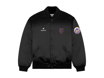 Pre-owned Aimé Leon Dore Men's Aime Leon Dore X New York Mets Satin Varsity Jacket In Black