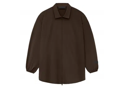 Pre-owned Fear Of God Men's  Essentials Core Collection Nylon Overshirt In Wood