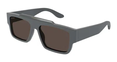 Pre-owned Gucci Rectangle Frame Sunglassesfr) In Charcoal Grey/brown (gg1460s/003 In Multi