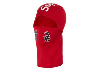 Pre-owned Supreme Mlb Kanji Teams New York Yankees Lightweight Balaclava In Red