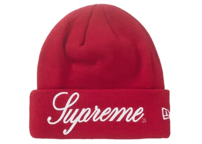 Pre-owned Supreme New Era Script Beanie In Red