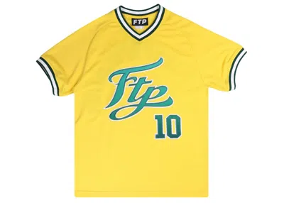Pre-owned Ftp Men's  Script Pullover Baseball Jersey In Yellow