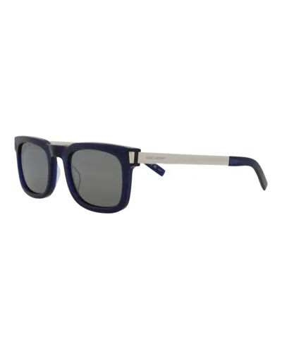 Pre-owned Saint Laurent Square Rectangle Sunglasses006) In Blue/silver (sl581/30014111
