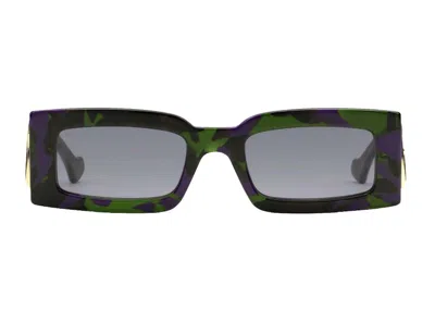 Pre-owned Gucci Rectangular Frame Sunglasses In Green/purple (755254 J0740 3812)