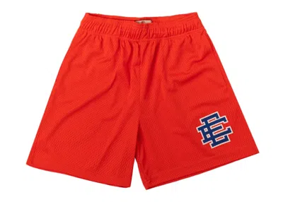 Pre-owned Eric Emanuel Men's  Ee Basic Short In Orange/navy Blue In Multi