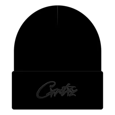 Pre-owned Corteiz Allstarz Folded Beanie In Triple Black