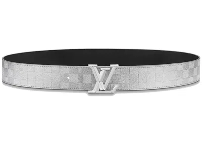 Pre-owned Louis Vuitton Lv Pyramide Glitter 40mm Reversible Belt In Silver/black