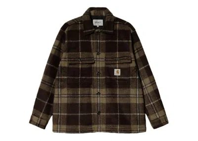 Pre-owned Carhartt Men's  Wip Manning Check Shirt Jacket In Dark Umber In Brown