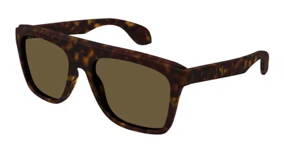Pre-owned Gucci Tortoise Square Frame Sunglassesfr) In Havana/brown (gg1570s/002