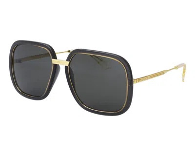 Pre-owned Gucci Women's  Square Sunglasses In Black/gold (gg0905s/001)