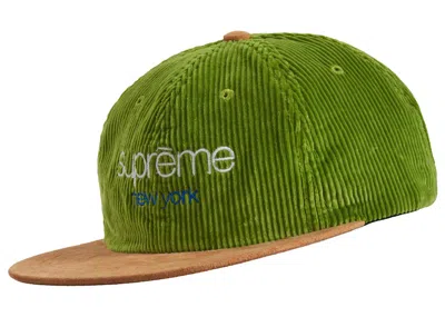 Pre-owned Supreme Classic Logo Corduroy 6panel In Lime
