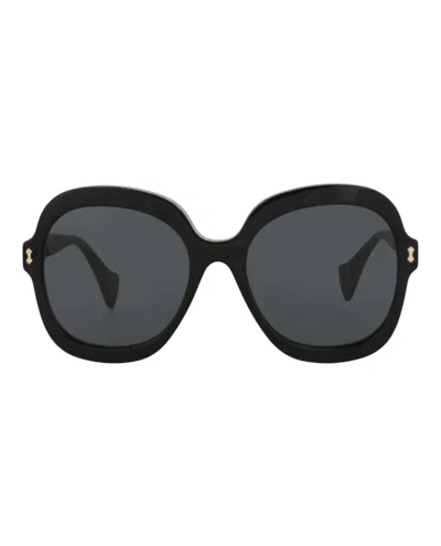 Pre-owned Gucci Women's  Roundframe Acetate Sunglasses/30013512001) In Black/grey (gg1240s