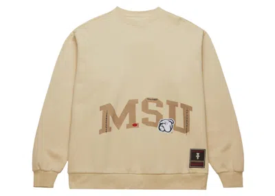 Pre-owned Travis Scott X Mitchell & Ness Mississippi State Bulldogs Pullover Sweatshirt In Tan