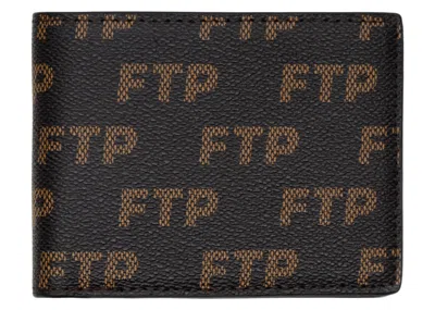 Pre-owned Ftp Men's  Logo Repete Wallet In Brown