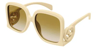 Pre-owned Gucci Oversized Square Sunglasses In Ivory (gg1326s/002/58)