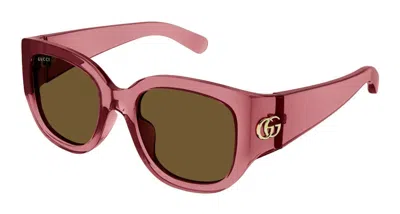 Pre-owned Gucci Oversized Square Sunglasses In Red/brown (gg1599sa/003) In Multi