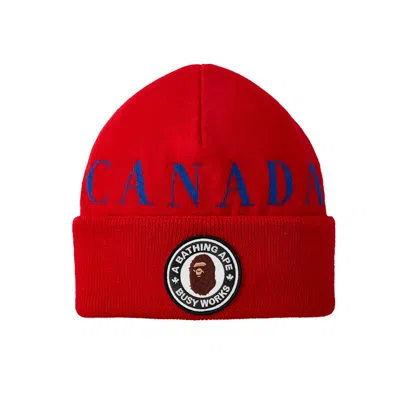 Pre-owned Bape X Canada Goose X Concepts Toque Beanie In Red