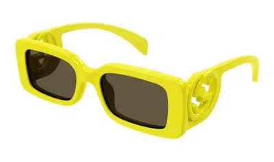 Pre-owned Gucci Rectangle Frame Sunglasses54) In Yellow/brown (gg1325s/007