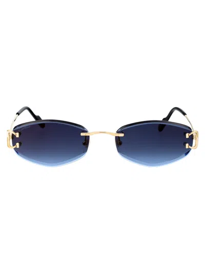 Shop Cartier Acetate Gold Blue Sunglasses