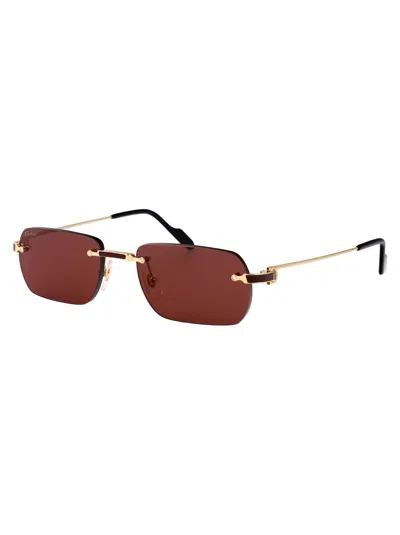 Cartier Metallic Gold Sunglasses