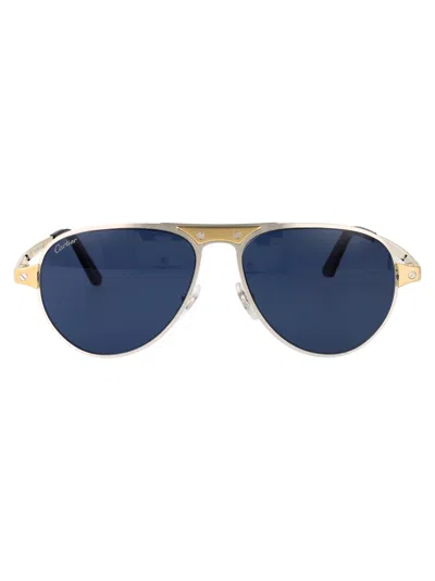 Shop Cartier Metallic Sunglasses
