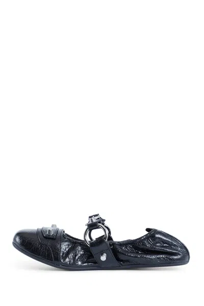 Balenciaga Black Le City Ballet Flats In Animal Print