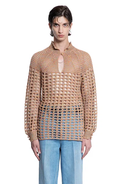 Valentino Garavani Multicolor Crochet Sweater In Brown
