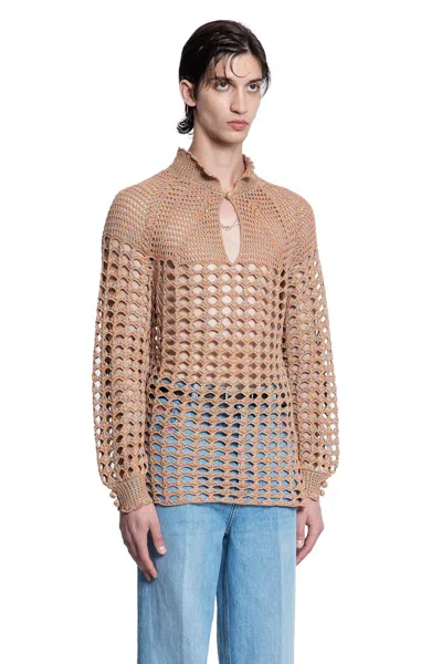 Valentino Garavani Multicolor Crochet Sweater In Brown