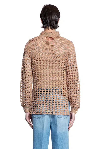 Valentino Garavani Multicolor Crochet Sweater In Brown