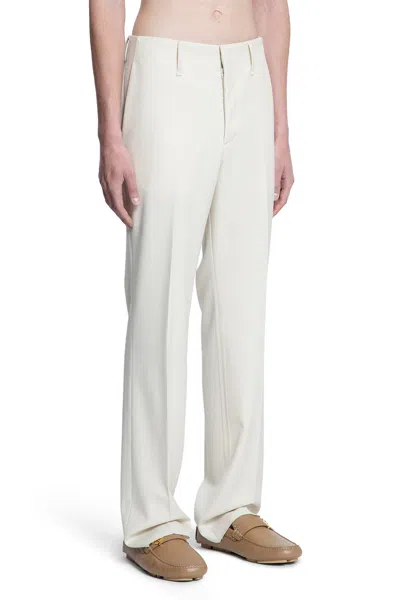 Fendi Man Beige Trousers In White