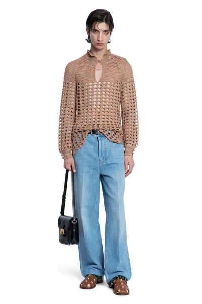 Valentino Garavani Multicolor Crochet Sweater In Brown