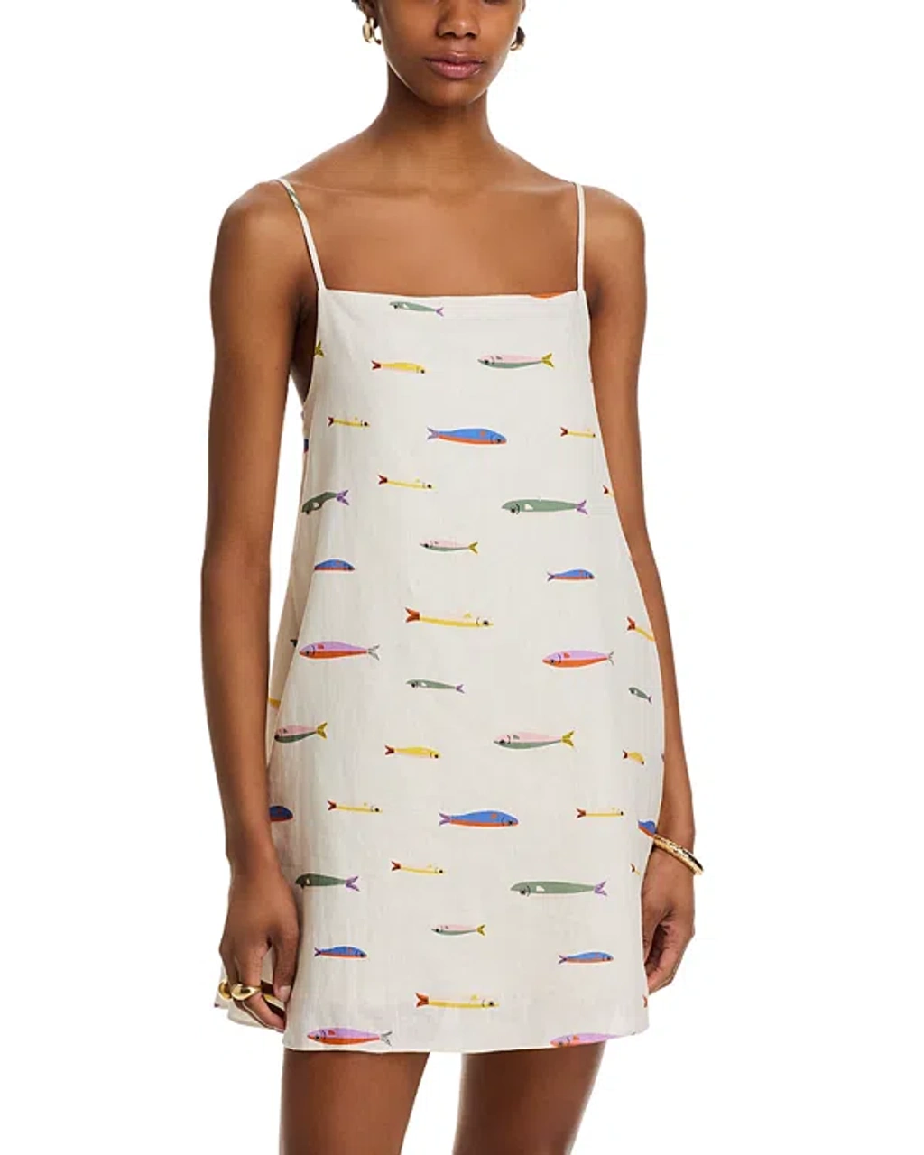 Laura Linen Mini Dress Pop Sardines Ivory