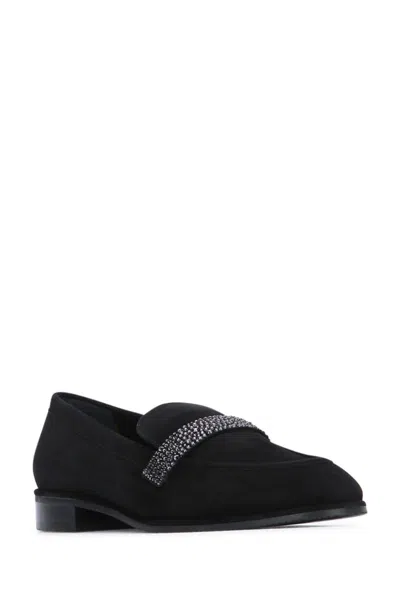 Stuart Weitzman Loafers With Embellished Strap Detail In Black