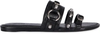 Balenciaga City Flat Sandals In Black
