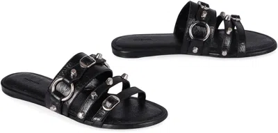 Balenciaga City Flat Sandals In Black