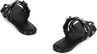 Balenciaga City Flat Sandals In Black